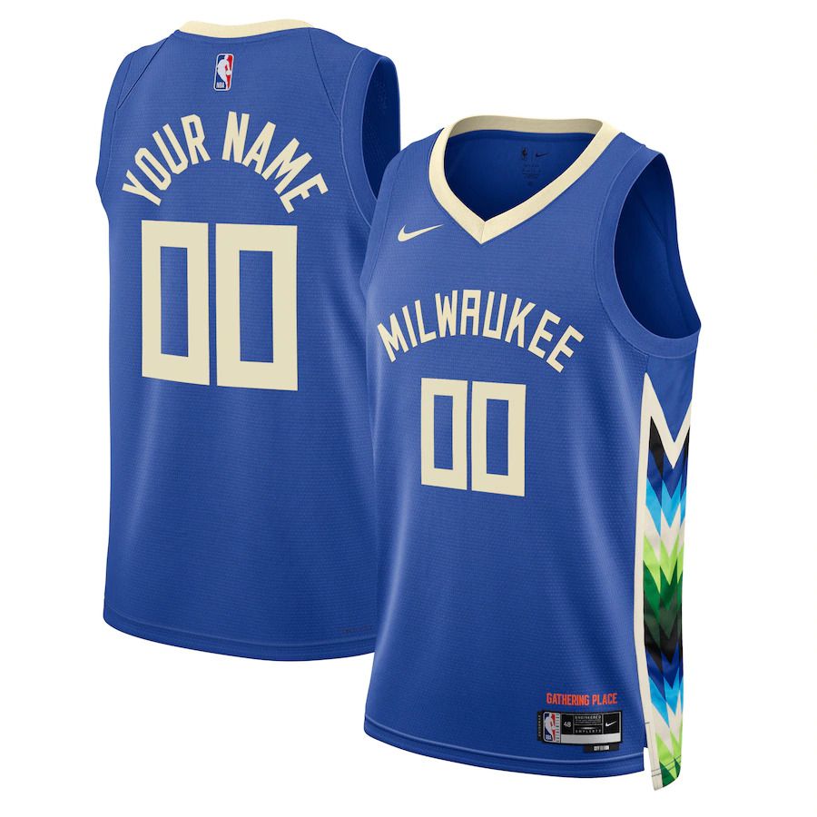 Men Milwaukee Bucks Nike Royal City Edition 2022-23 Swingman Custom NBA Jersey->customized nba jersey->Custom Jersey